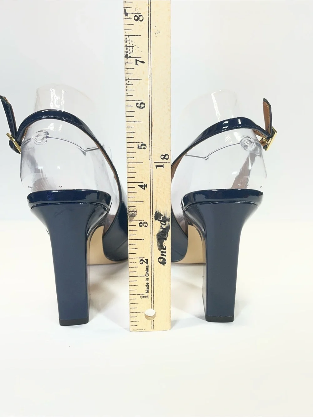 Sarto Glossy Navy dark blue Pointed Slingback Block Heels